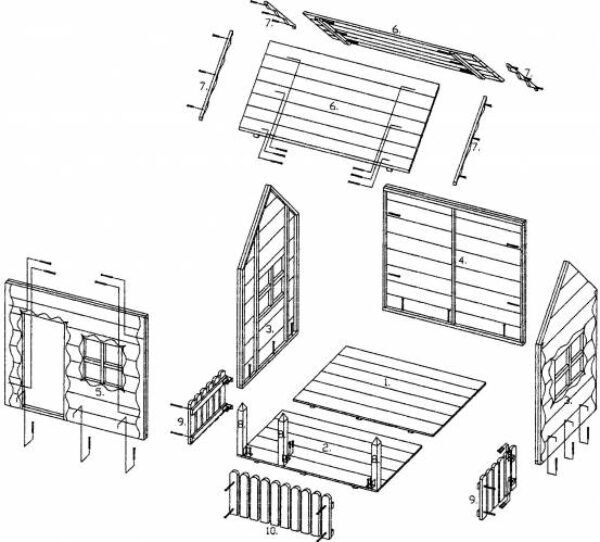Houten speelhuisje met veranda voor buiten