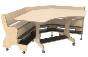 Hoogzit Ergohoektafel t.b.v. bank dubbele voetenplank – Berken foto 2