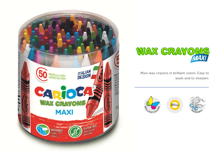 Carioca dunne waskrijtjes met levendige kleuren - 100 stuks