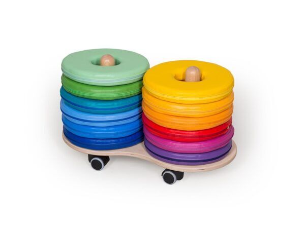 Donut zitkussenset met stapelwagen – 12 kussens