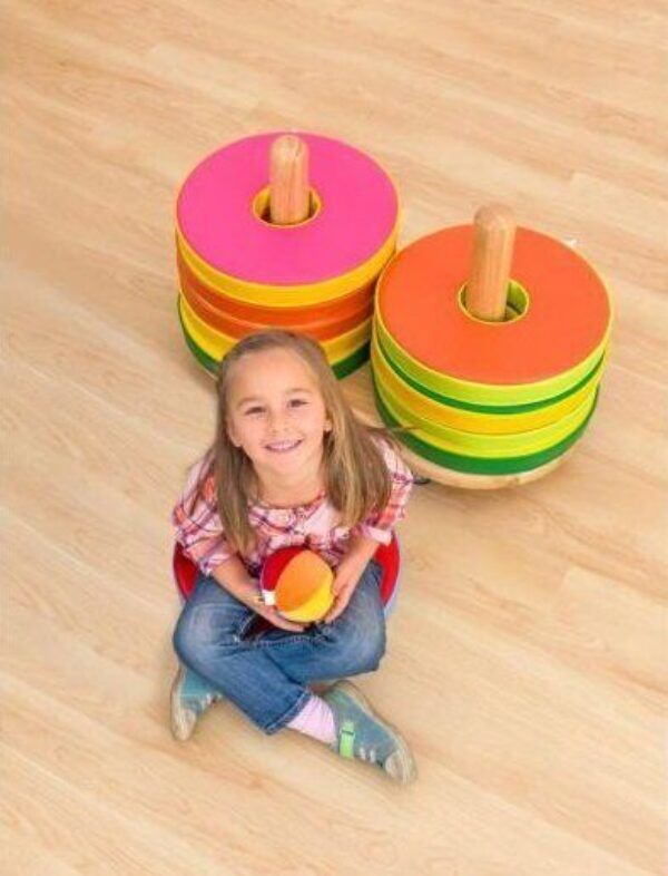 Donut zitkussenset met stapelwagen – 12 kussens