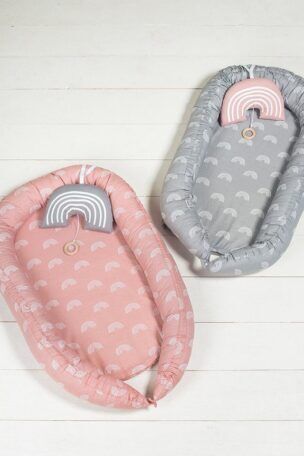 Jollein Babynestje Rainbow grey – met regenboogjes grijs foto 2