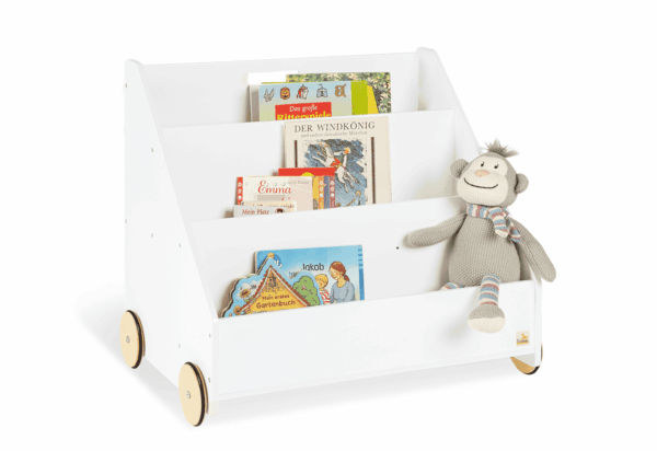 Boekenwagen met wielen – Wit