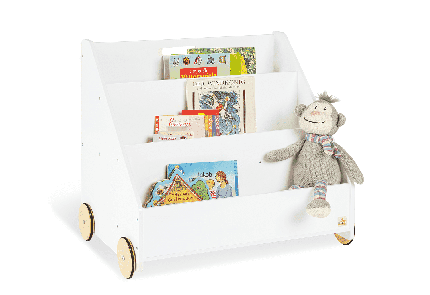 Boekenwagen met wielen - Wit