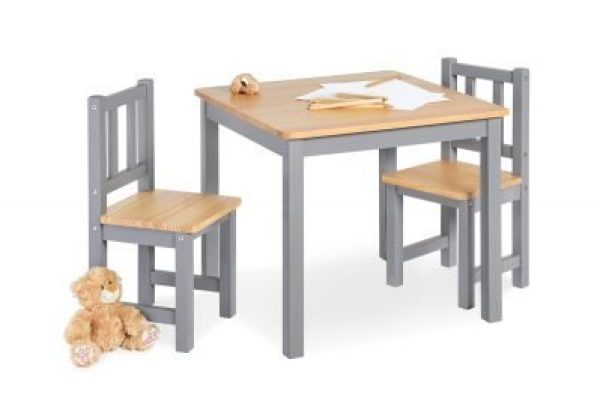 Kinder zithoek Grijs 3 delig – tafel met 2 stoeltjes foto 1