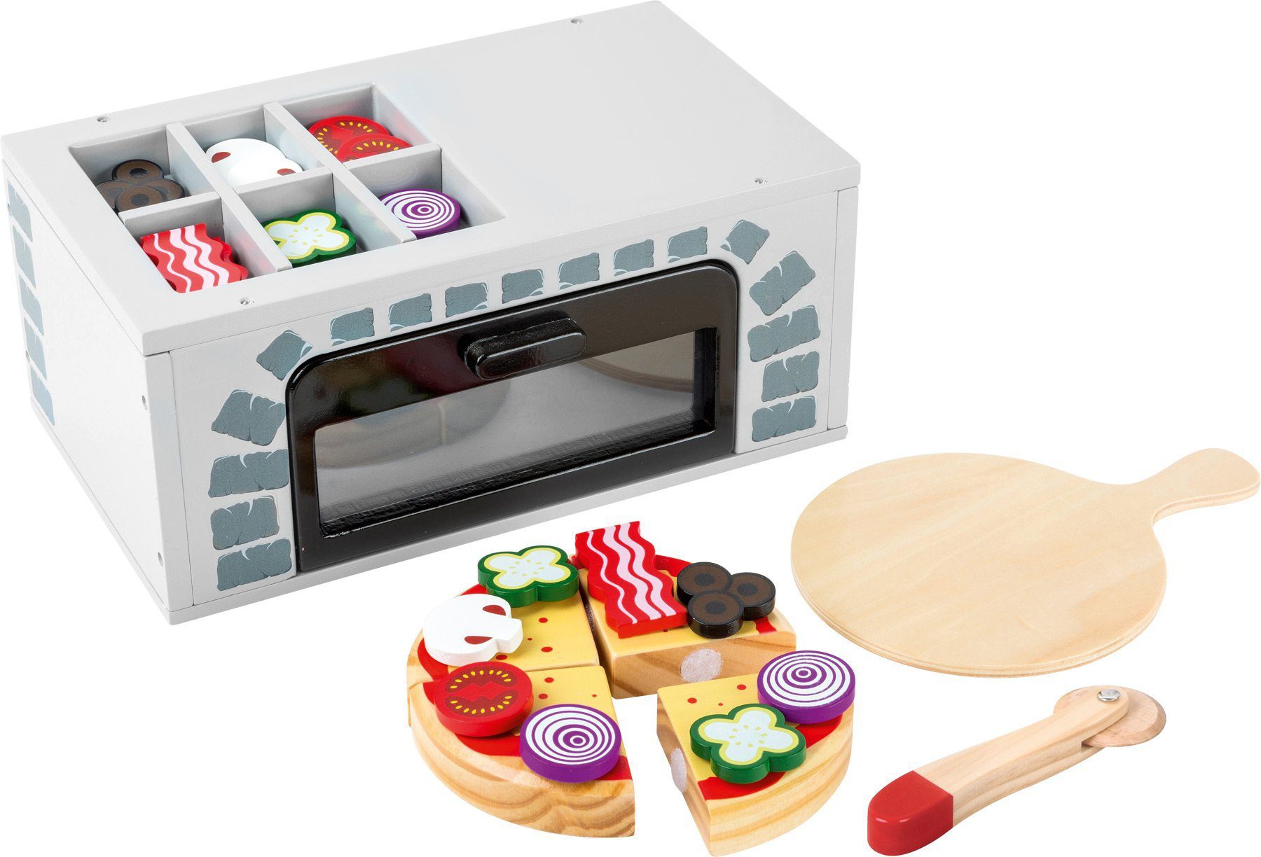 Houten keuken speelgoed - Pizza oven met accessoires
