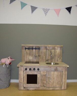 Steigerhouten kinderkeuken – 100 x 48 x 90 cm