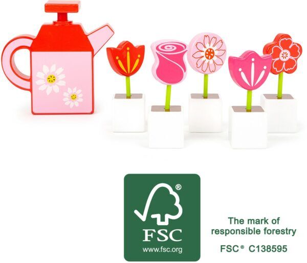 Houten speelgoed – Bloemenset met gieter en accessoires