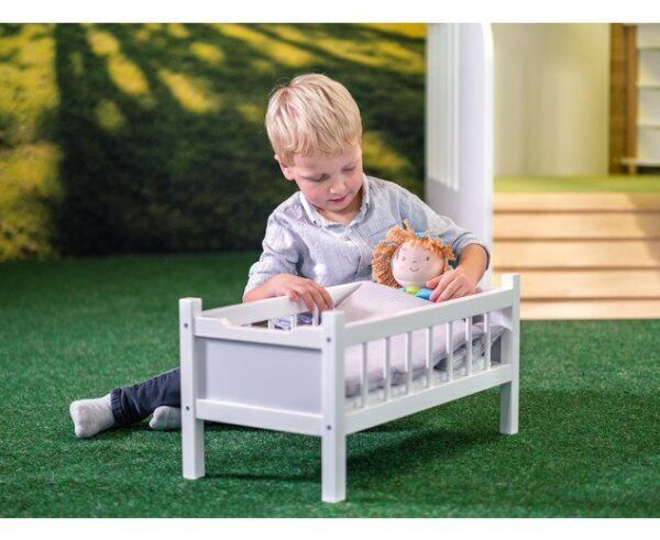 Poppenbedje Wit – Grijs met accessoires