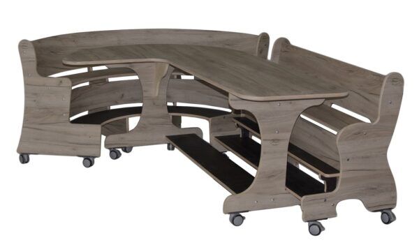 Hoogzit Ergobank halfrond – Grey Craft Oak