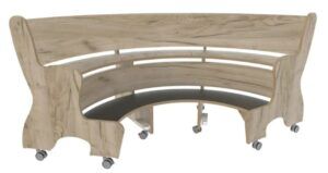 Hoogzit Ergobank halfrond - Grey Craft Oak