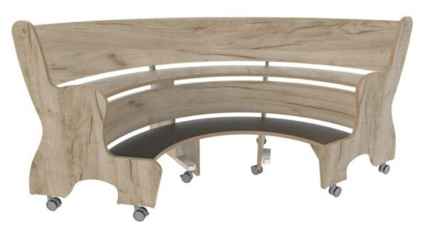 Hoogzit Ergobank halfrond – Grey Craft Oak