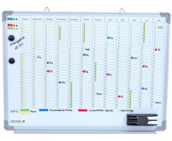 Jaarplanner, met magnetische symbolen en markeringen – 65 x 95 cm