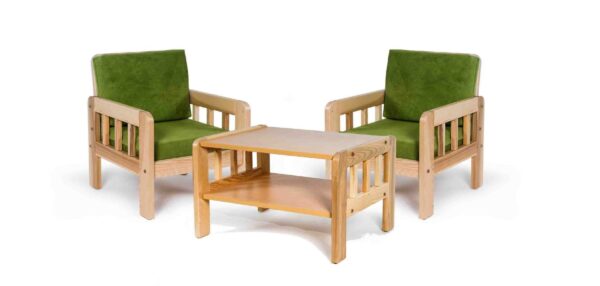 Kinderset – 2 stoelen en 1 tafel natuurlijk hardhout foto 1
