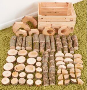 Natuurlijke boomblokken set in krat – 90 stuks