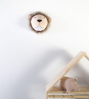 DIERENKOP LEEUW – VILT – MUURDECORATIE foto 2