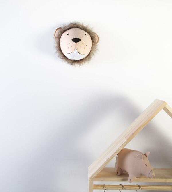 DIERENKOP LEEUW – VILT – MUURDECORATIE