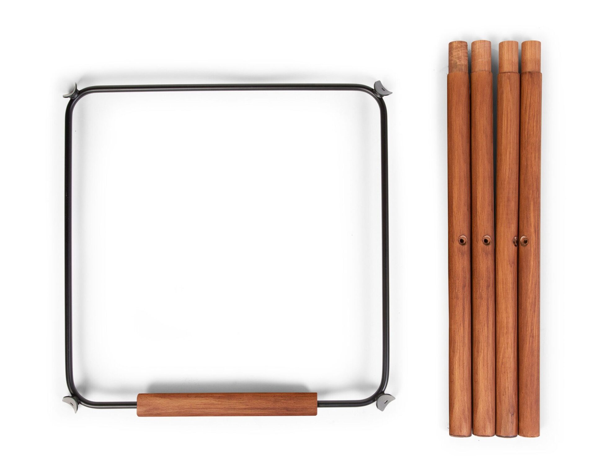 Evolu extra set lange poten + voetsteun hout – donker naturel zwart