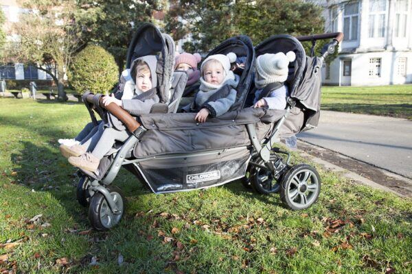 SIXSEATER WANDELWAGEN MET AUTOBRAKE + REGENHOES + ZONNEKAPPEN