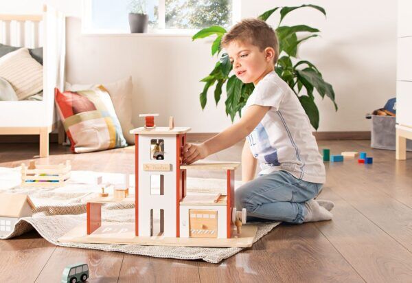 Houten Brandweerkazerne met accessoires