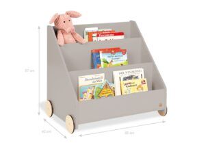 Boekenwagen met wielen – Grijs foto 2