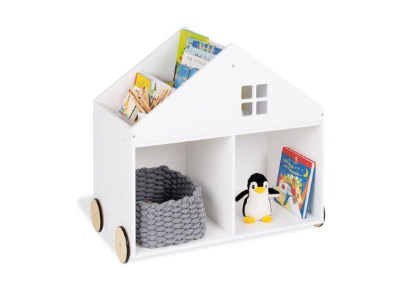 Boekenwagen met wielen in Huislook – Wit