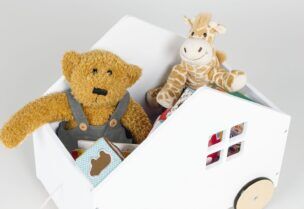 Speelgoedkist met trekkoord in Huislook – Wit foto 2