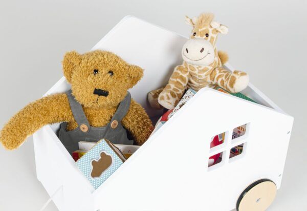 Speelgoedkist met trekkoord in Huislook – Wit