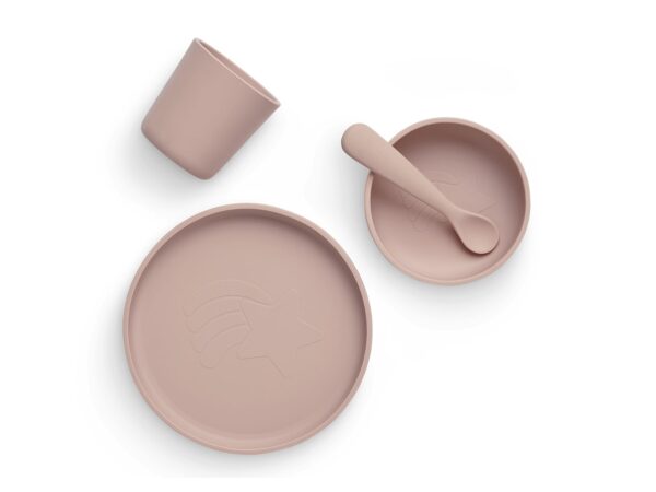 Kinderserviesset Siliconen 4-delig – Pale Pink foto 1