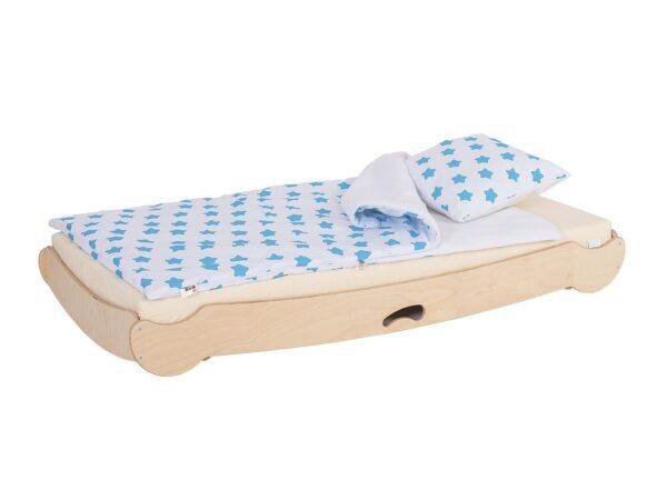 Houten rustbed met matras – stapelbaar