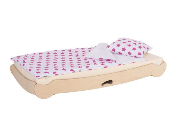 Houten rustbed met matras – stapelbaar