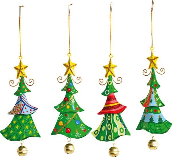 Set van 4 metalen Kersthangers – Kerstbomen