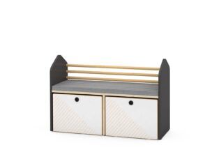Davi Opbergbank met Rolbakken – Antraciet foto 2
