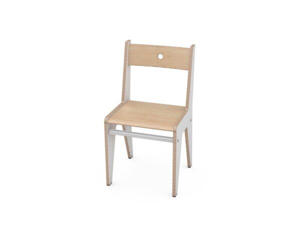 Davi kinderstoel Wit – Berken 35 cm hoog