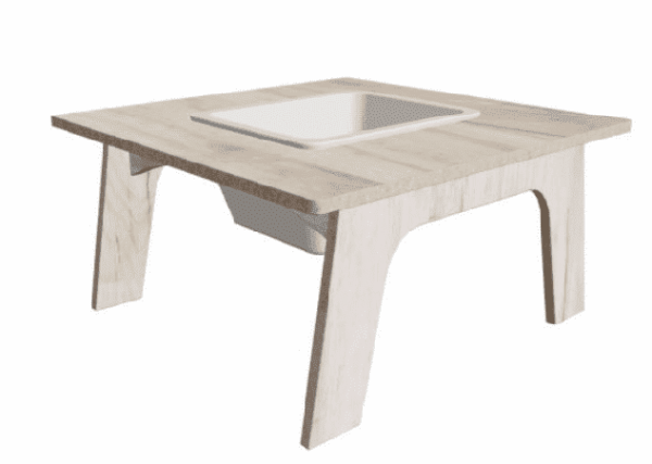 Kinderspeeltafel 1 – 2 jaar met Bak – Grijs Eiken