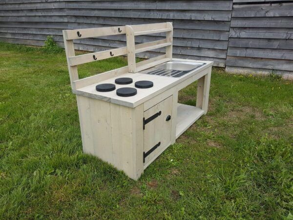 Steigerhouten modderkeuken / speelkeuken 130 x 55 x 100 cm
