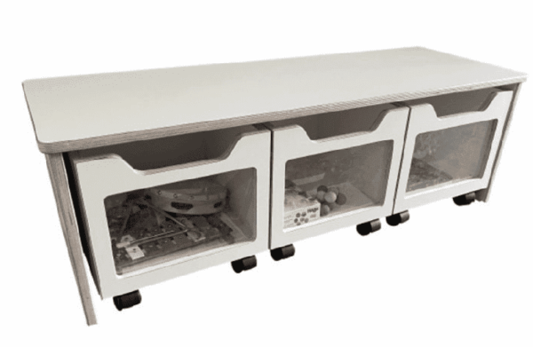 Opbergbank met 3 rolbakken 120 cm – Wit