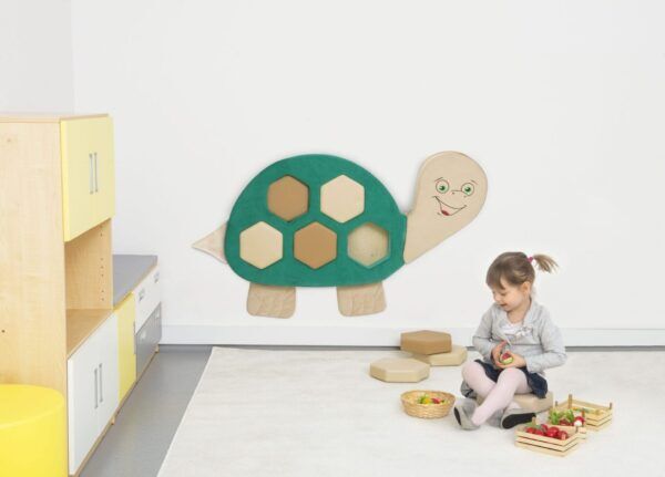 Wandelement Schildpad met 10 poefjes