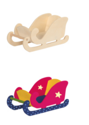 Houten Kerst Slee – 16 x 7 x 7,5 cm