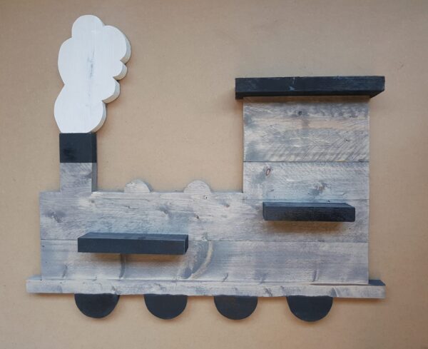 Steigerhouten wandbord trein – 90 cm foto 1