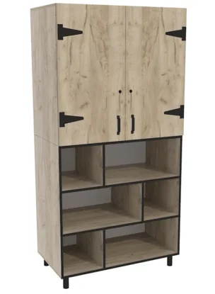 Leidsterkast Grey Craft Oak – 100 x 55 x 200 cm foto 2