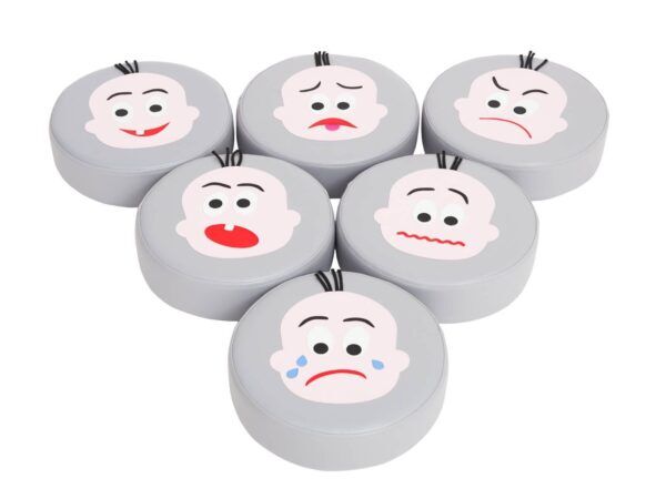 Set van 6 ronde zitkussens met Emoties