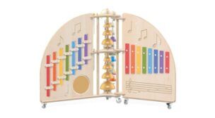 Houten Muziekeiland op wielen – 90,5 x 149 x 149 cm