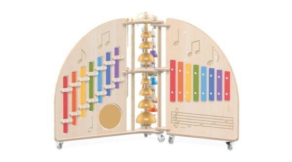 Houten Muziekeiland op wielen – 90,5 x 149 x 149 cm