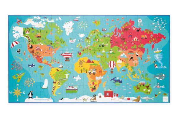 Puzzel Wereldkaart – 6+ 150 stukjes foto 2