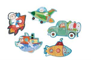 Beginnerspuzzel Voertuigenthema – 5 stuks