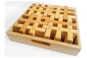 Bauspiel 12 Houten Roosterblokken in houten box