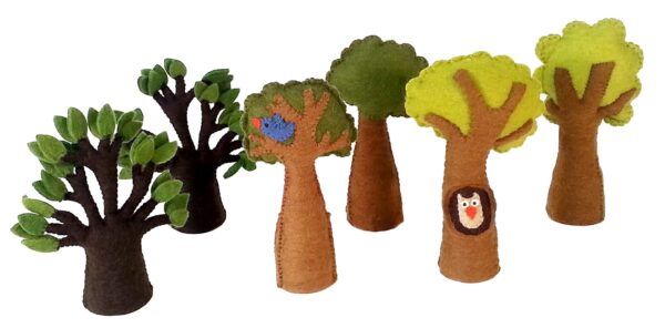 Bauspiel Small World – 6 Verschillende bomen van vilt foto 1
