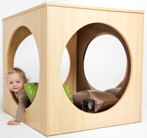 Houten Spiegelkubus – 2 spiegels en vloermat foto 2