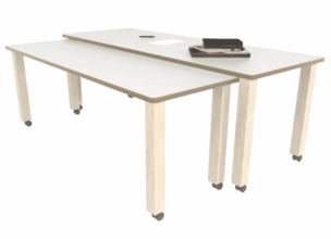 Dubbele verrijdbare tafel – Wit – Eiken